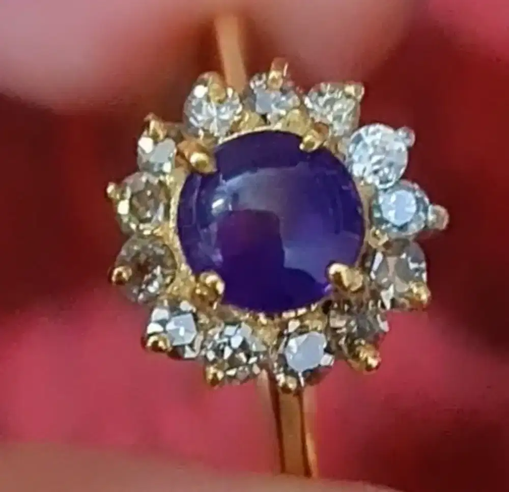 Cincin Perak Berlian & Batu Amethyst 0.36 Ct – Desain Mewah Elegan