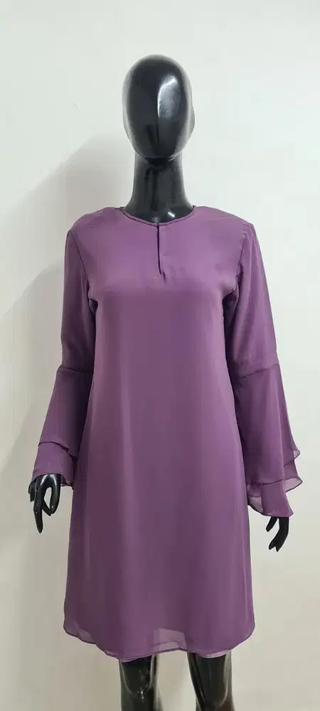 Tunik melayu, tunik sifon premium, blouse wanita ungu