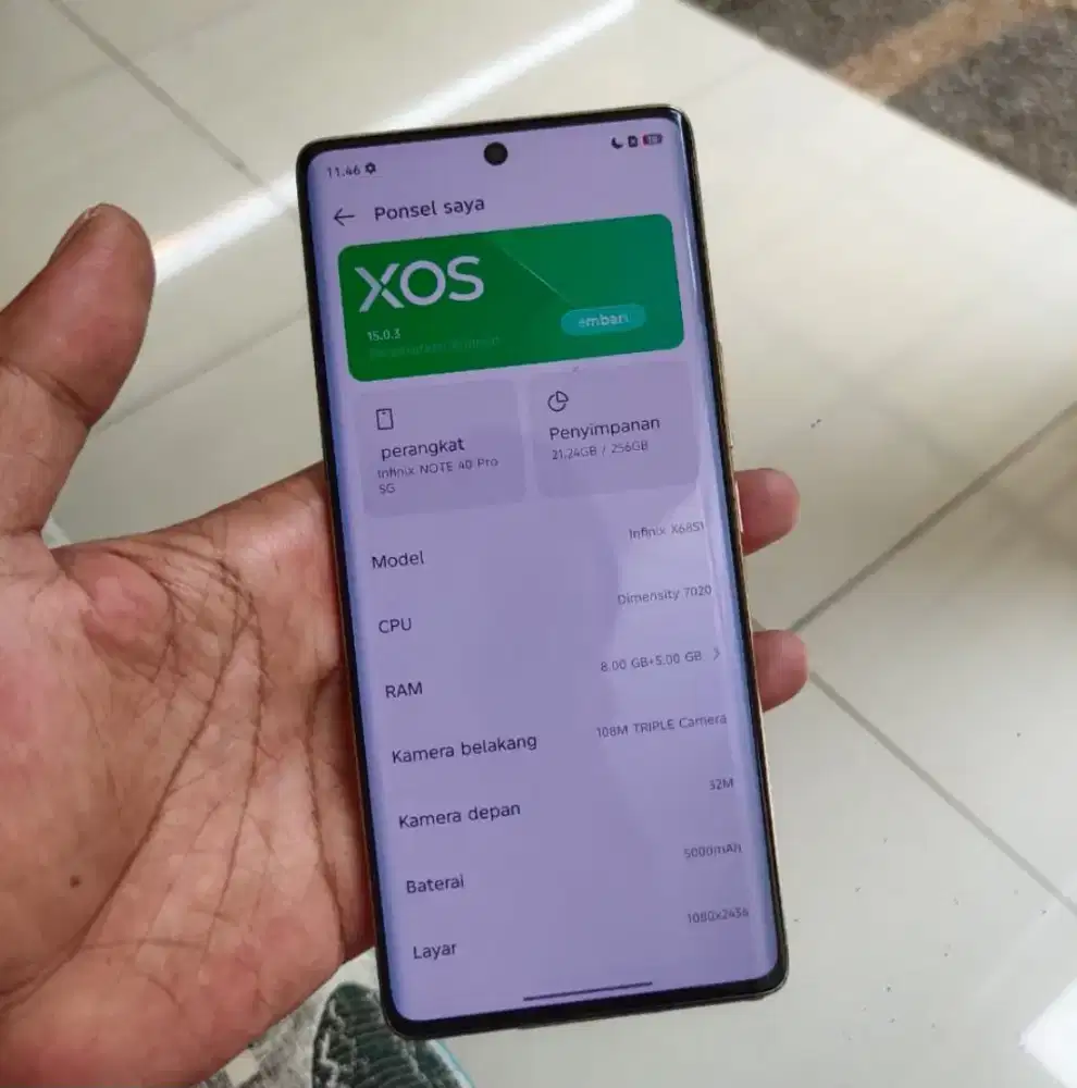 Infinix note 40 pro 5G 8+5/256