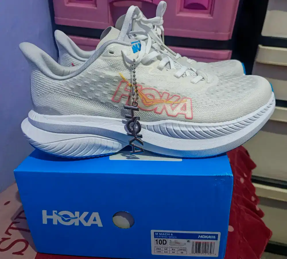 Sepatu Running Hoka mach 6 white nimbus cloud US 10 sz 44