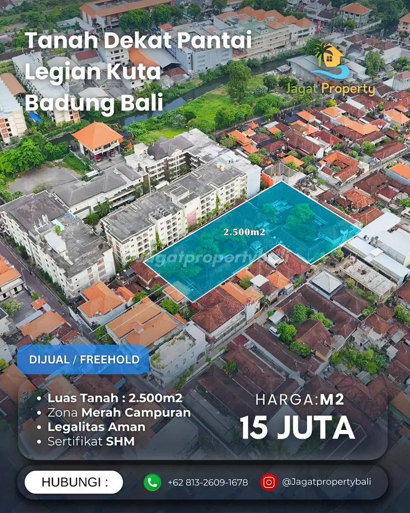 Dijual Tanah Bonus Bangunan Dekat Pantai Legian Kuta Badung Bali