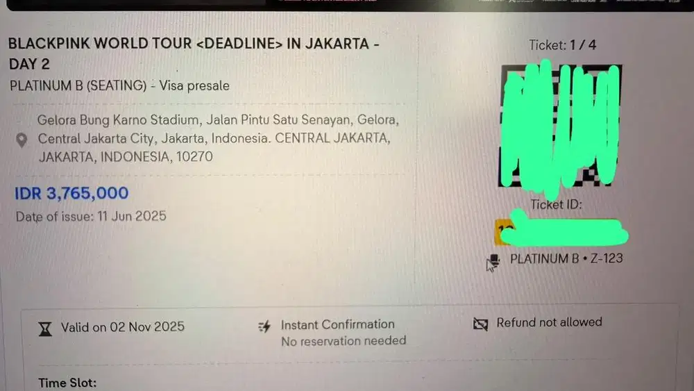 WTS Tiket Blackpink Platinum B - Day 2 Jakarta