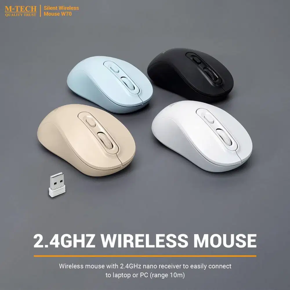 Mouse Wireless Bluetooth M-Tech W70 Tanpa Kabel Silent Click