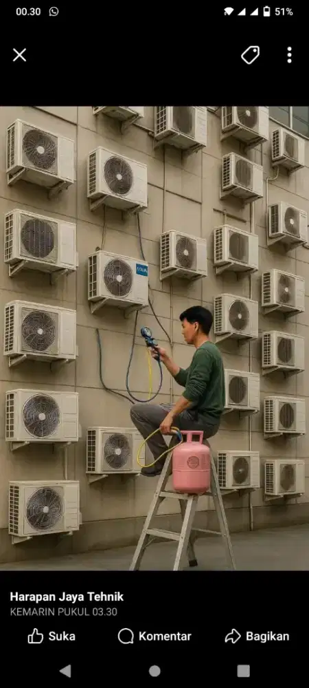 Service AC tidak dingin, kulkas, mesin cuci, pompa air
