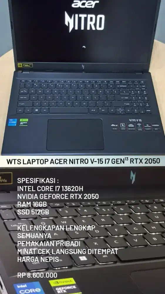 WTS Laptop Acer Nitro V-15 - i7 Gen¹³ RTX 2050