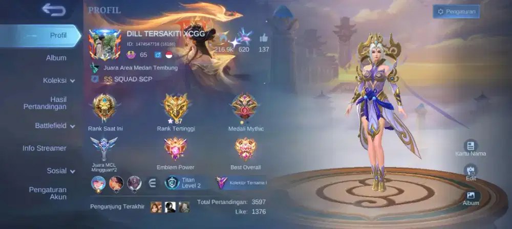 Jual akun ganteng akun jungler