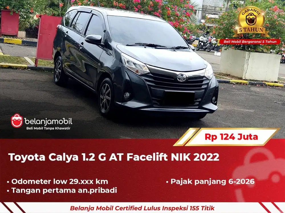[ GARANSI 5TH ] Toyota Calya 1.2 G AT Facelift Abu NIK 2022 2023