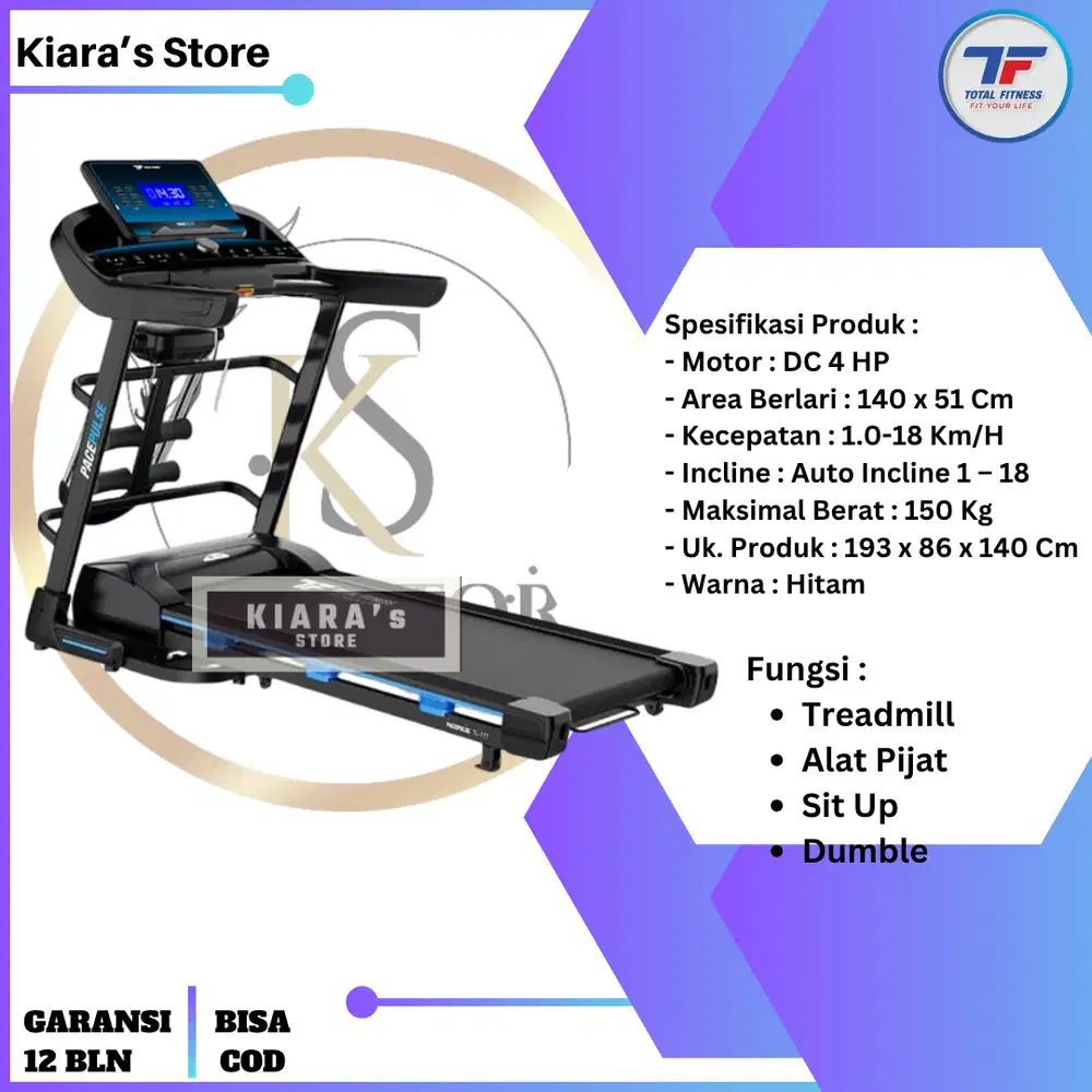 Total Fitness Treadmill Elektrik TL-177 Pacepulse Ultimate+ Series
