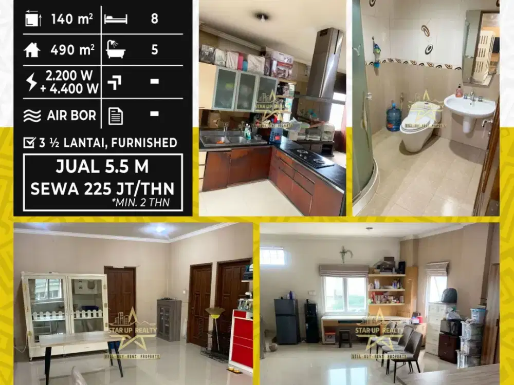 MURAH !!!  225 jt Disewakan atau 5,5 M Dijual Ruko lux Furnished  3,5 lantai Ahmad Yani Kosambi