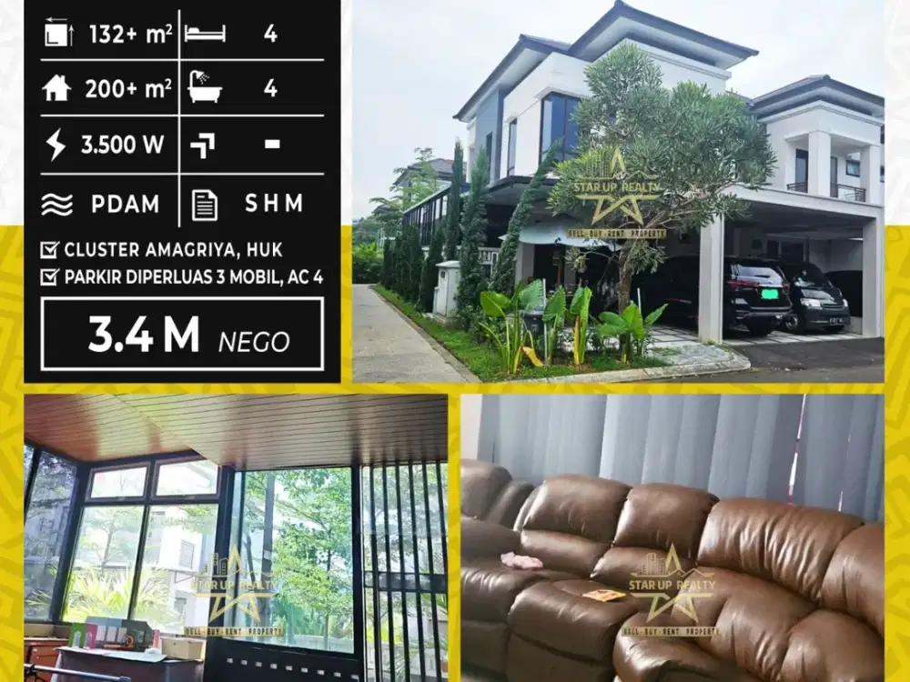 3,4M nego Dijual rumah Hook di Podomoro 2 Lantai parkir mobil sudah diperluas bisa 3 mobil