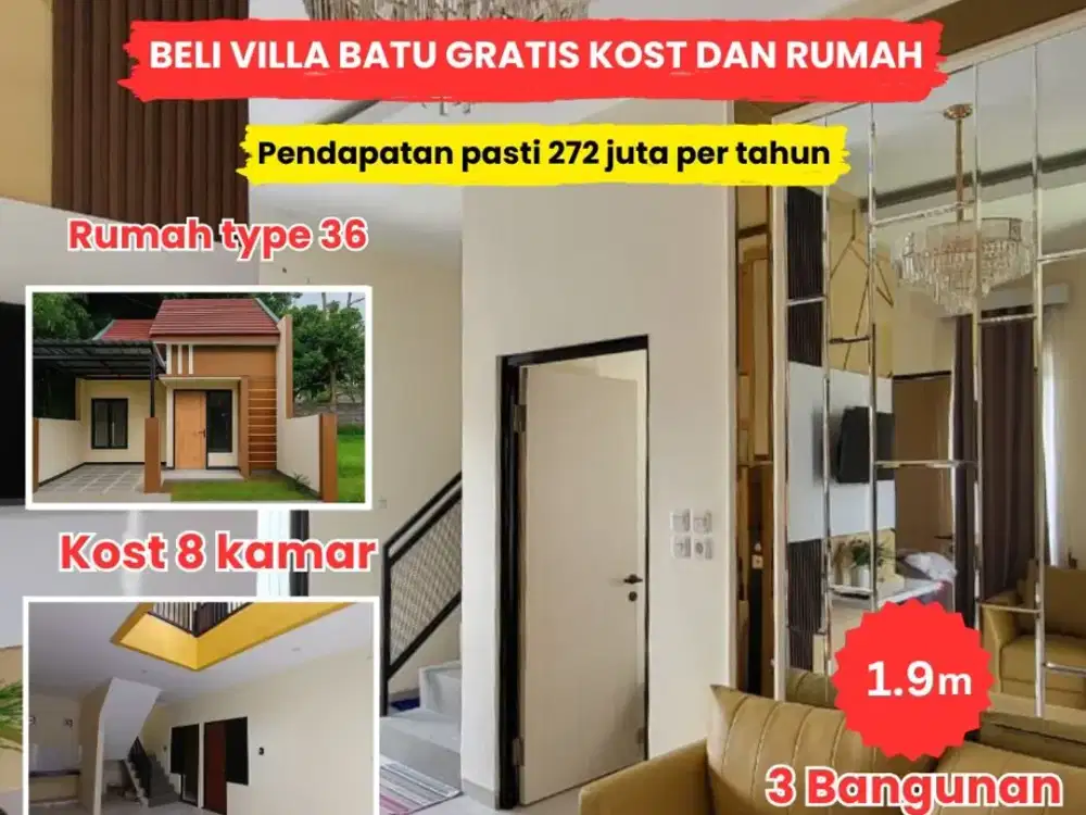 Beli 1 Aset Bonus 2 Aset, Beli Villa Bonus Rumah dan Kost 8 Kamar