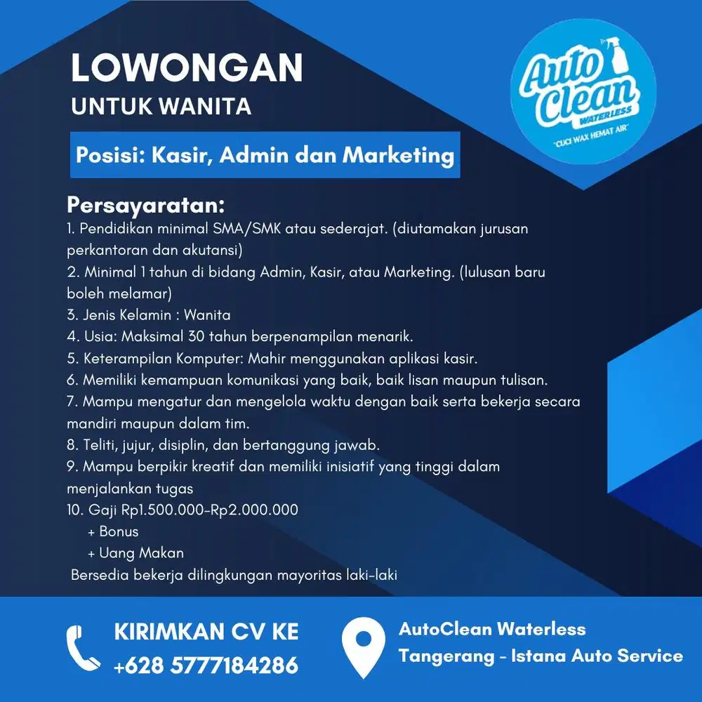 Kasir, Admin dan Marketing