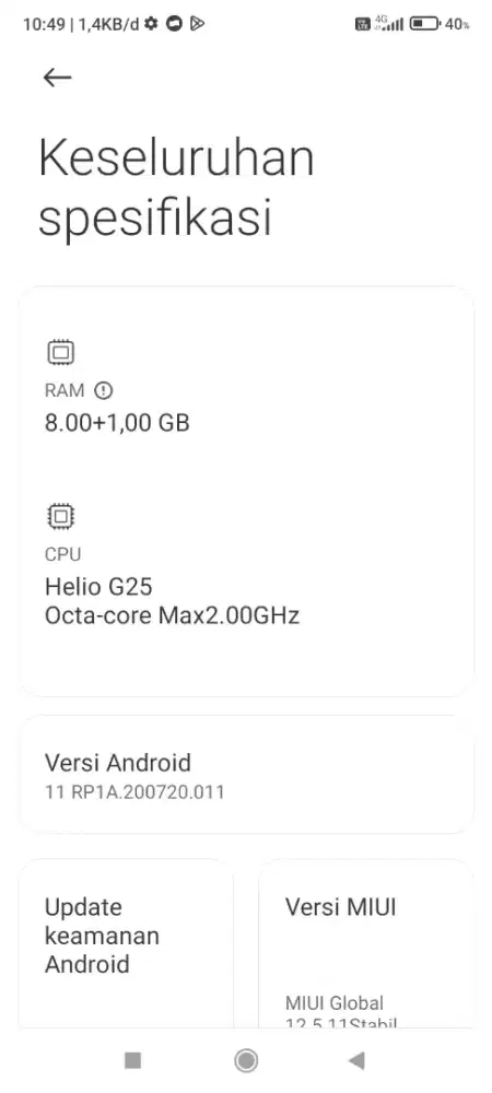 Hp Redmi 10A RAM 8/256