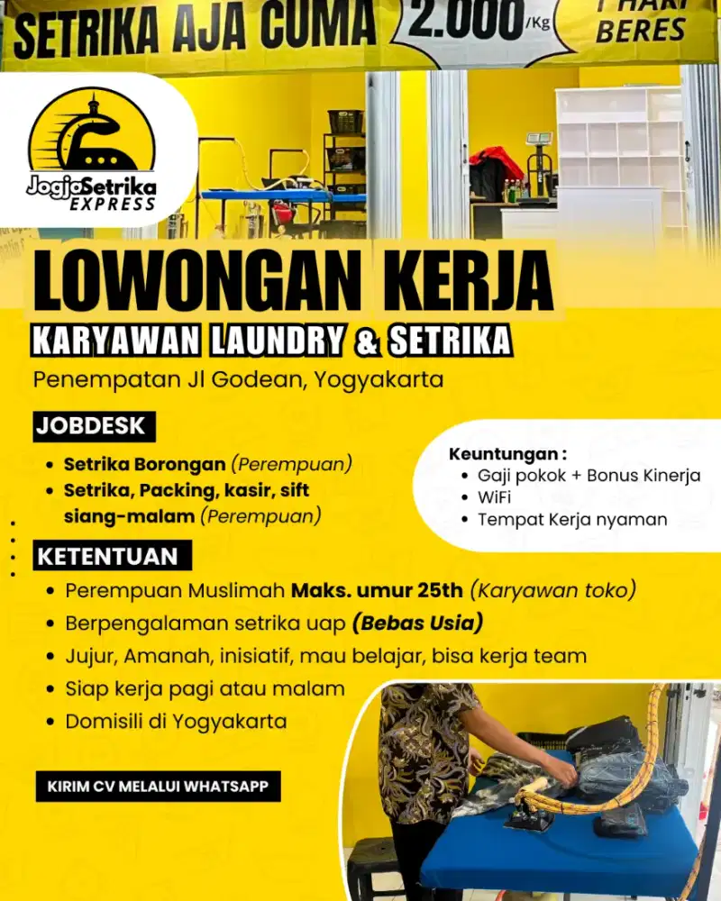 Karyawan Laundry dan Freelance Setrika Uap aja