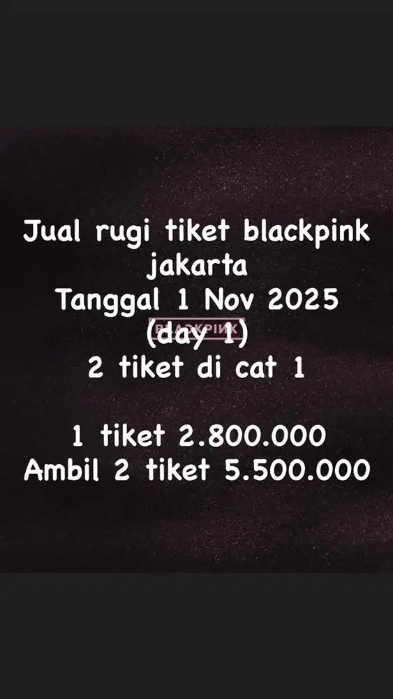JUAL RUGI TIKER BLACKPINK
