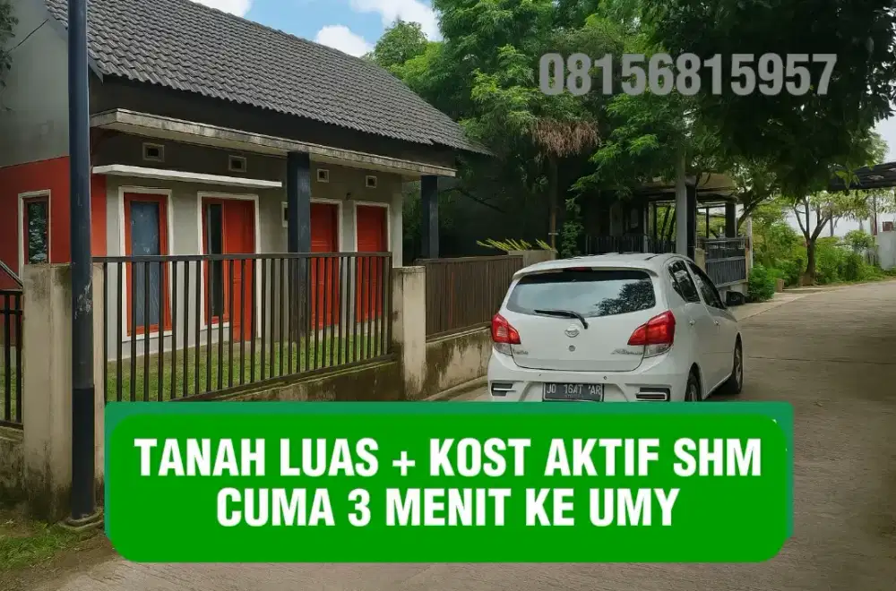 DIJUAL TANAH SHM 231m² + KOST AKTIF Dekat UMY Yogyakarta!