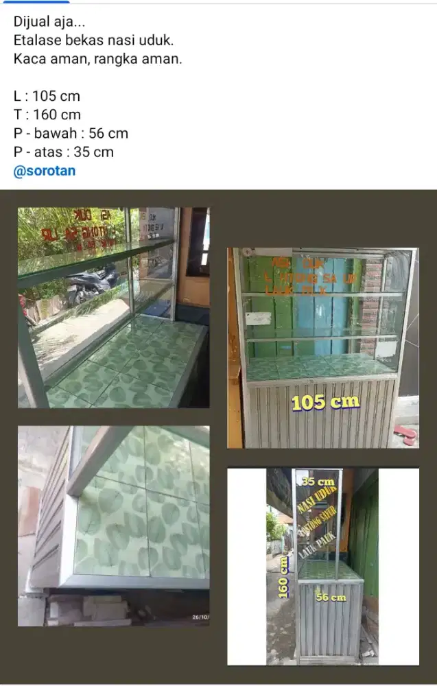 Etalase kaca nasi uduk