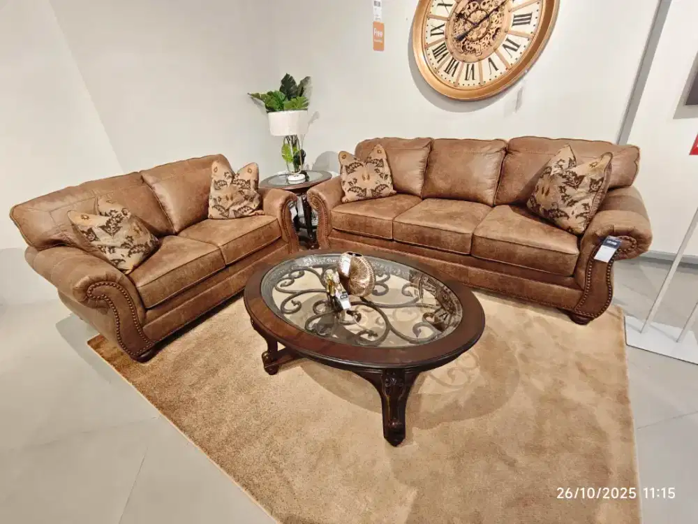 Ashley Larkinhurst Set Sofa Kulit - Cokelat