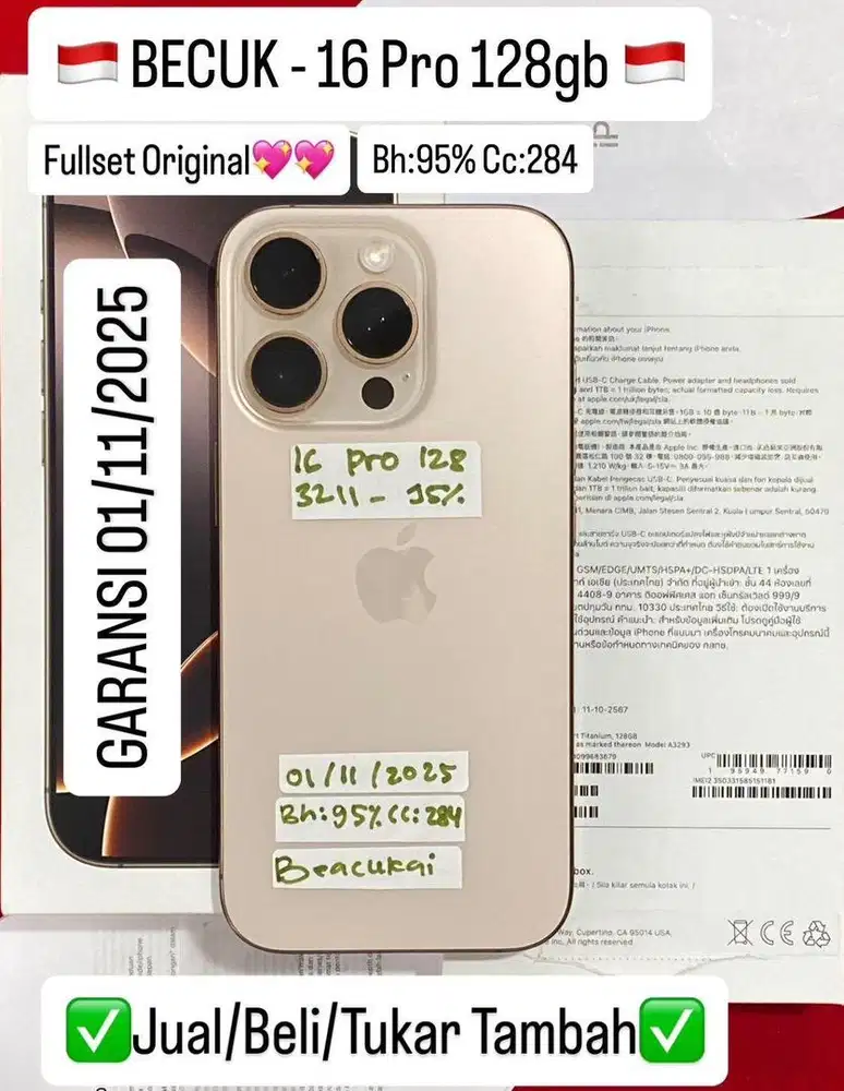 Iphone 16 Pro 128 Gb Desert Titanium Resmi Beacukai