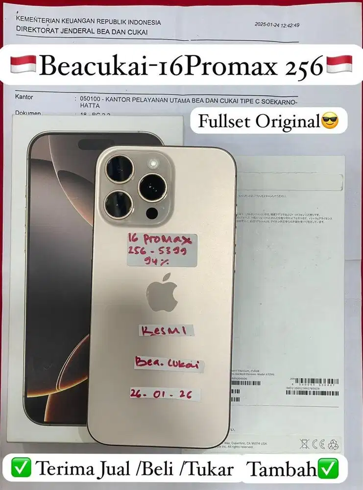 Iphone 16 Promax 256 Gb Desert Titanium Resmi beacukai Garansi On