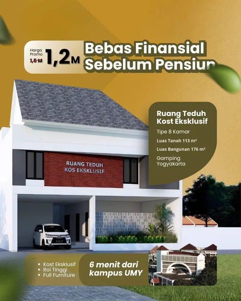 Cuma 1,2M Selama Masa Bangun! Kos Eksklusif Dekat Kampus UMY!