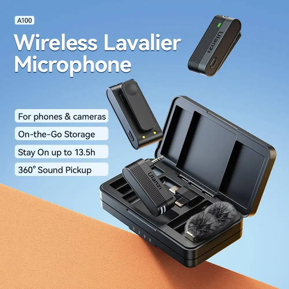 Ulanzi A100 Wireless Lavalier Microphone Professional Audio Video Voic