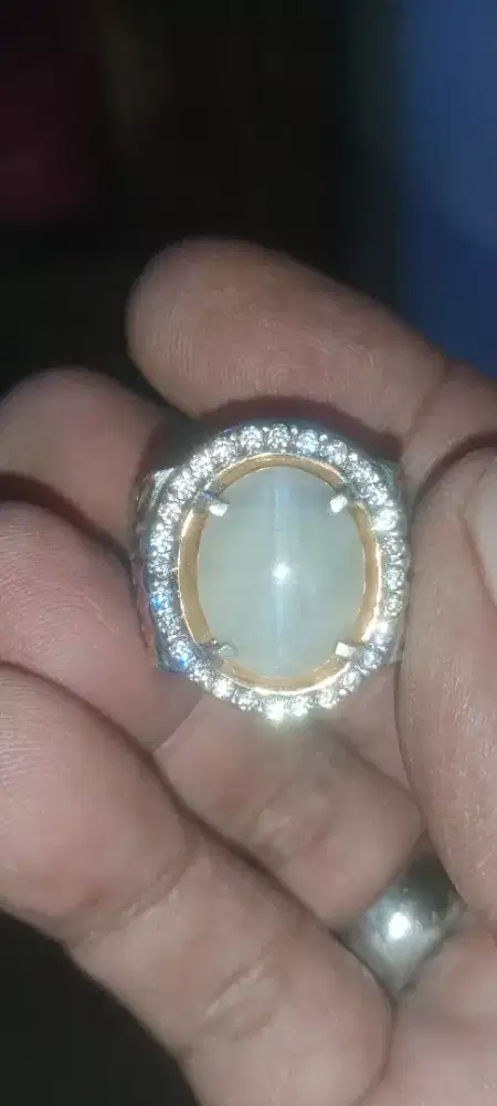 Batu chrysoberyl cat eye dim jumbo ring perak