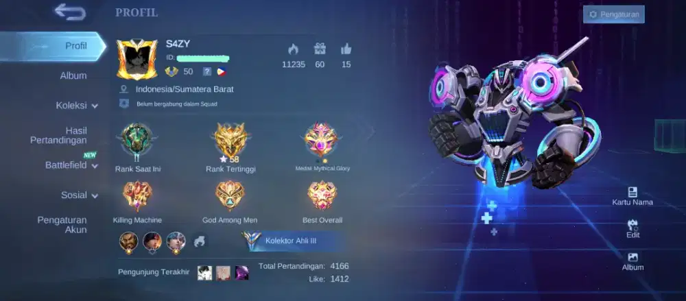 jual akun ml pensi