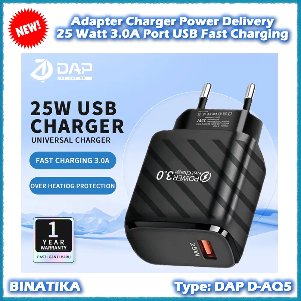 DAP D-AQ5 Adaptor Charger Power Delivery 25 Watt 3.0A Port USB Fast Ch