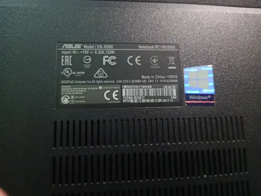 Asus x 550 kondisi laptop layar putih