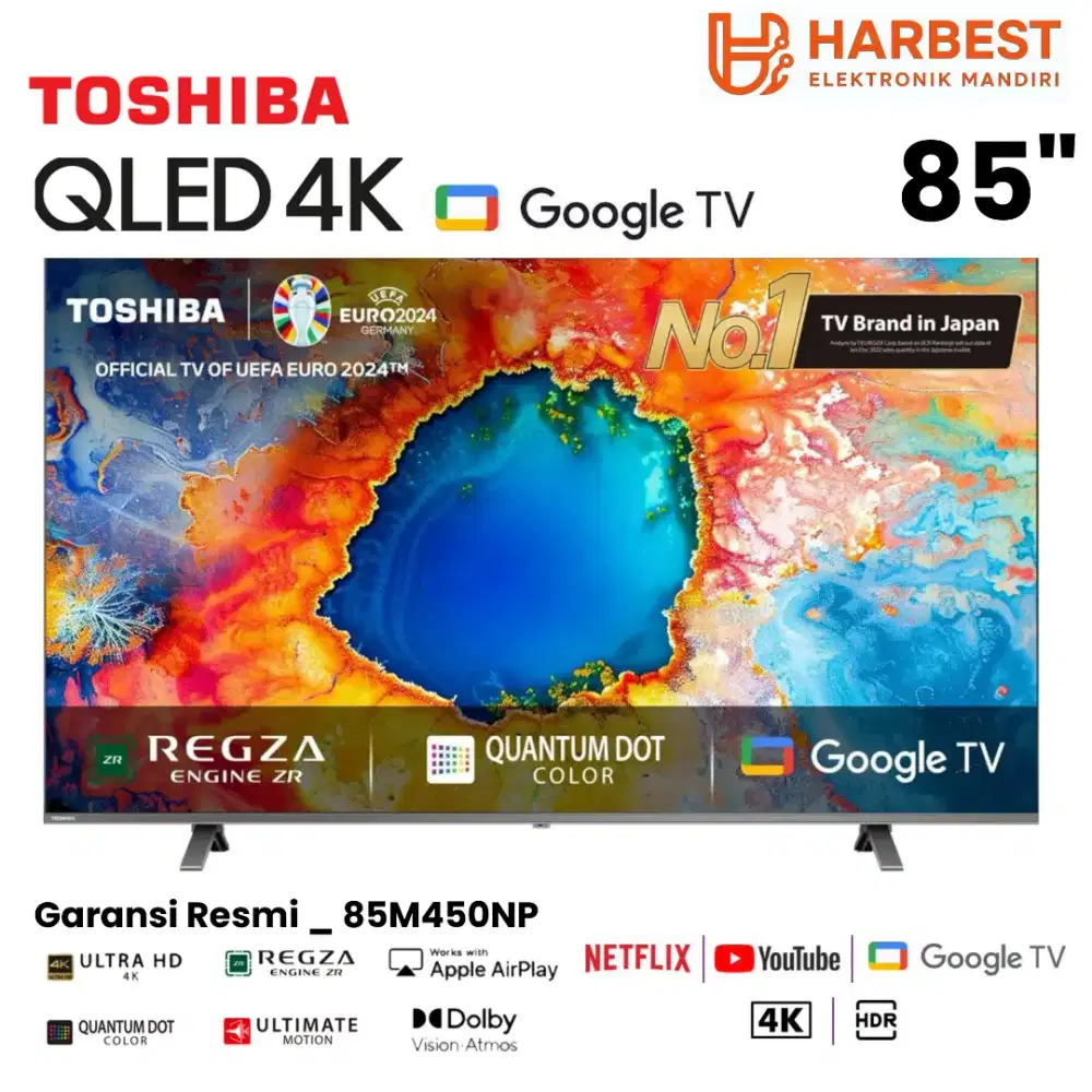 TOSHIBA QLED 4K 85 Google TV QuantumDot 85M450NP Dolby Atmos REGZA 4K