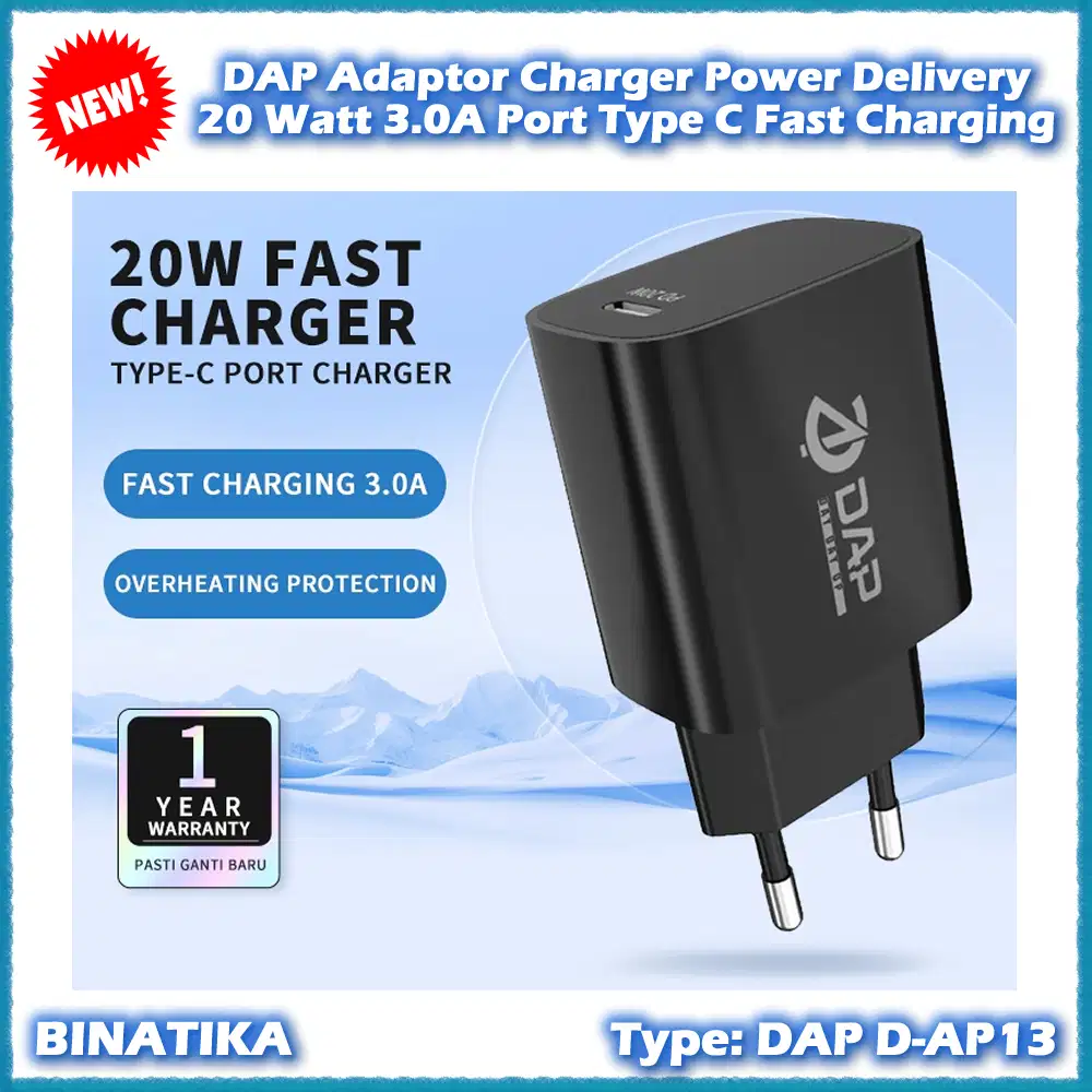 Adaptor Charger Power Delivery 20 Watt 3.0A Port Type C Fast Charging