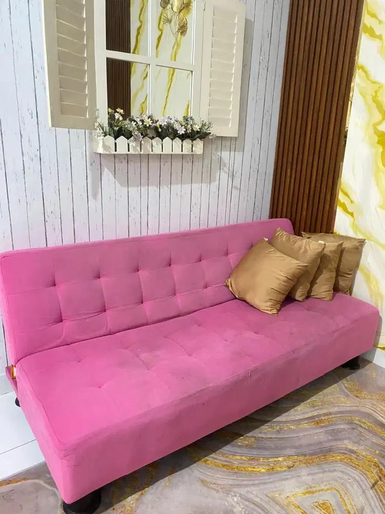 sofa bed pink lucu