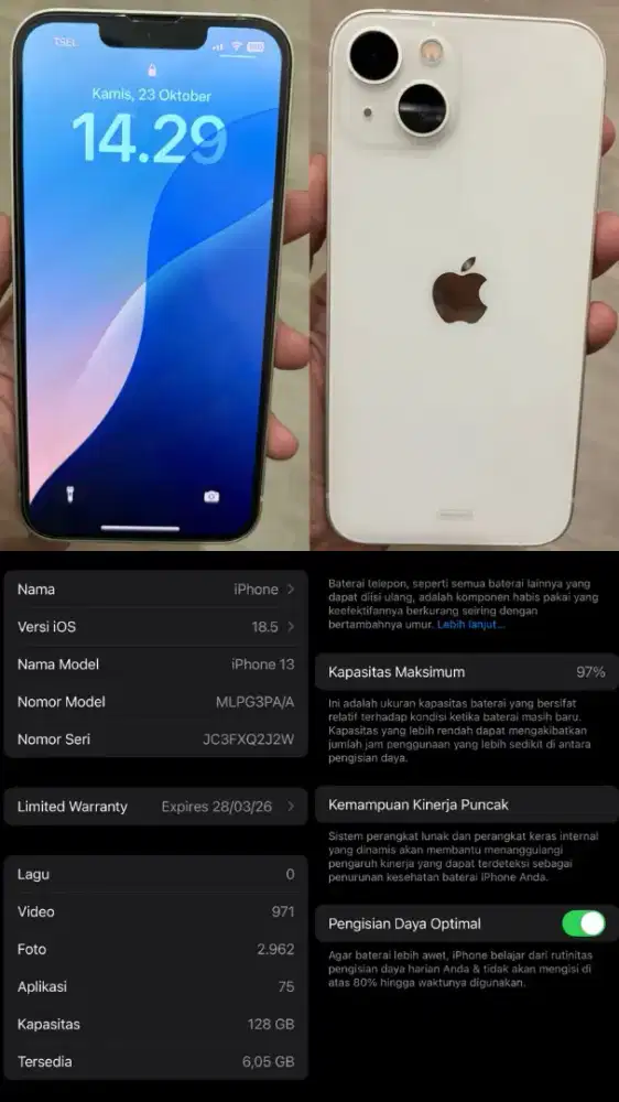 IPHONE 13 128GB LIKE NEW BERGARANSI
