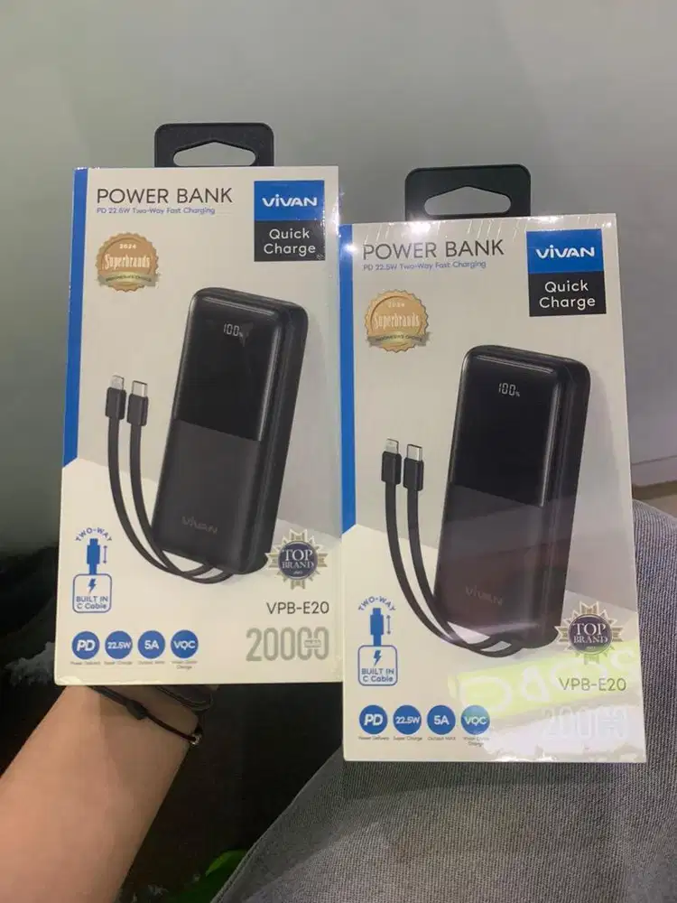 POWER BANK VIVAN 20000mAh VPB-E20 Built in Cable