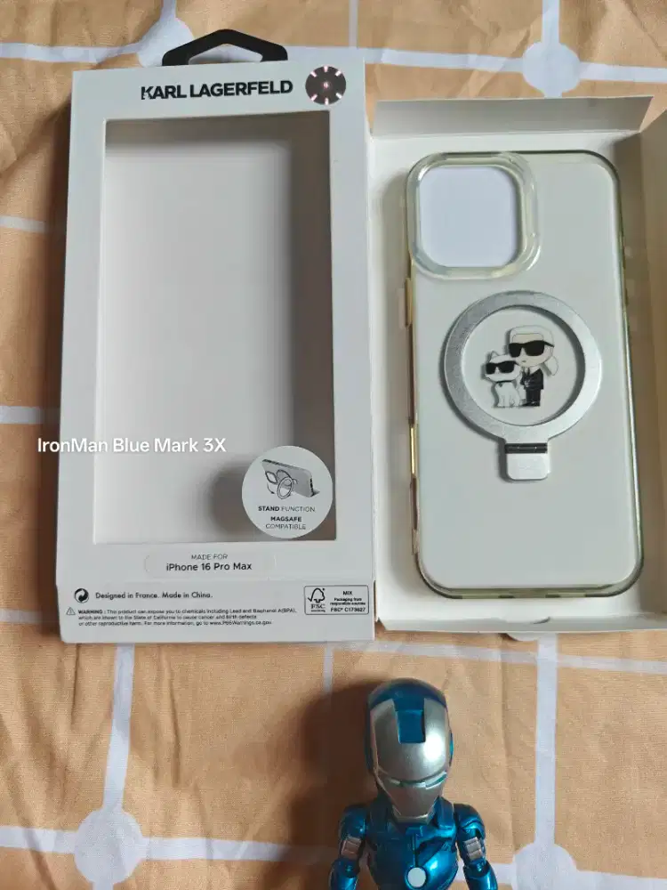 Case Casing iPhone 16 Pro Max Karl Lagerfeld stand ring MagSafe Black