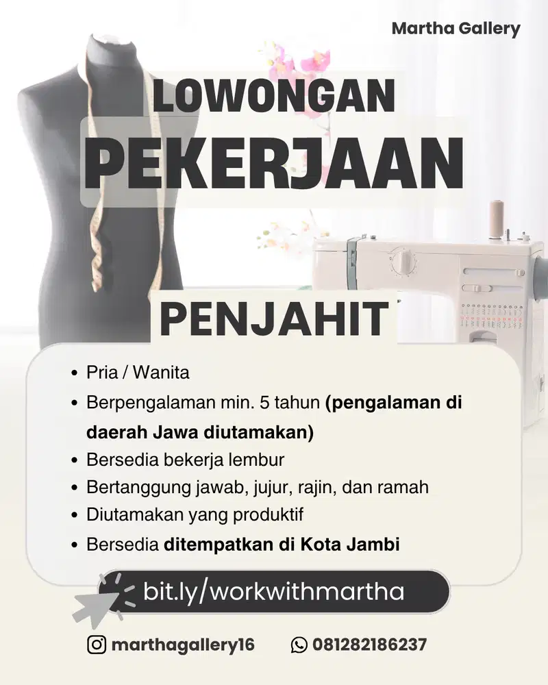 Penjahit Berlokasi di Jambi