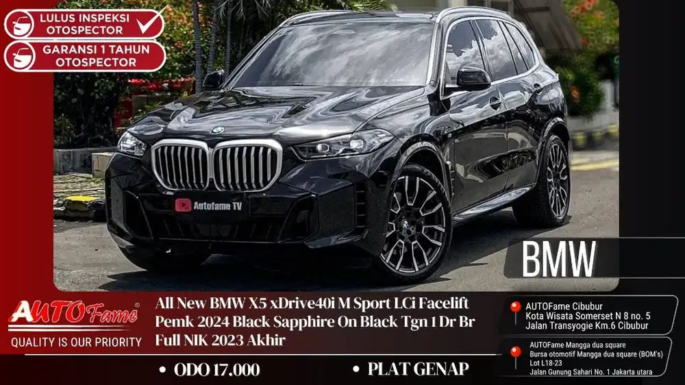 BMW X5 xDrive40i M Sport LCi Facelift Pemk 2024 Black Sapphire On Blac