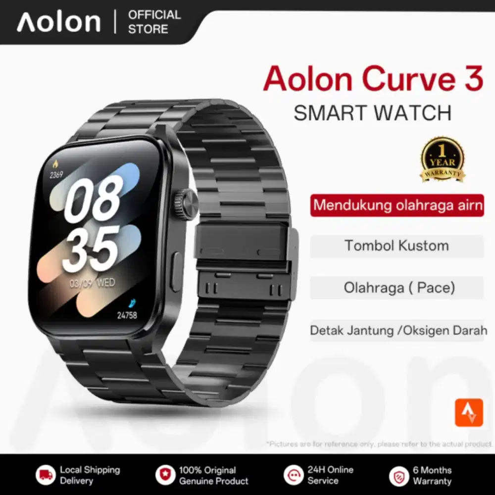 Aolon Curve 3 Smartwatch 1,93 Layar IPS 30Hz Bluetooth 5.4 Murah