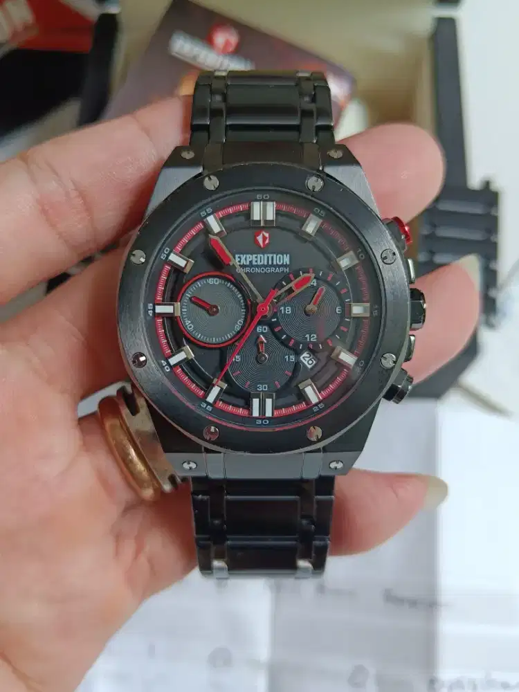 Jam pria expedition E6614M original bekas fullset full link normal