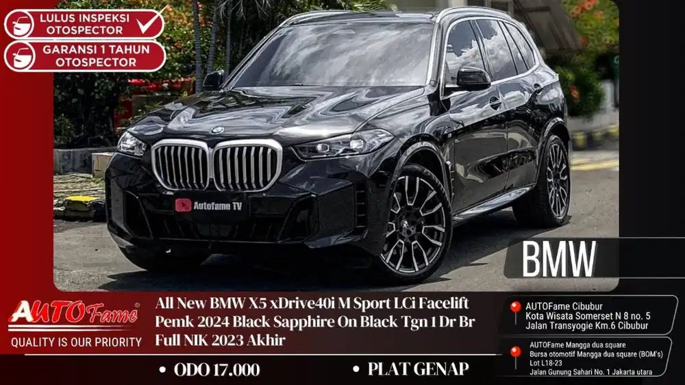 BMW X5 xDrive40i M Sport LCi Facelift Pemk 2024 Black NIK 2023
