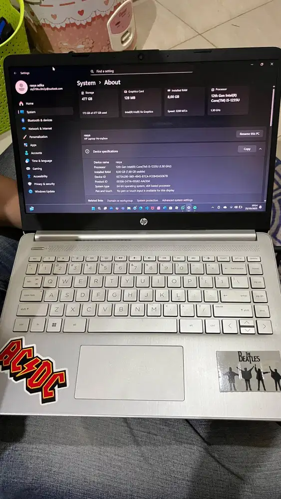 laptop HP 14s-dq5000tu i5 gen 12 storage  8/512gb