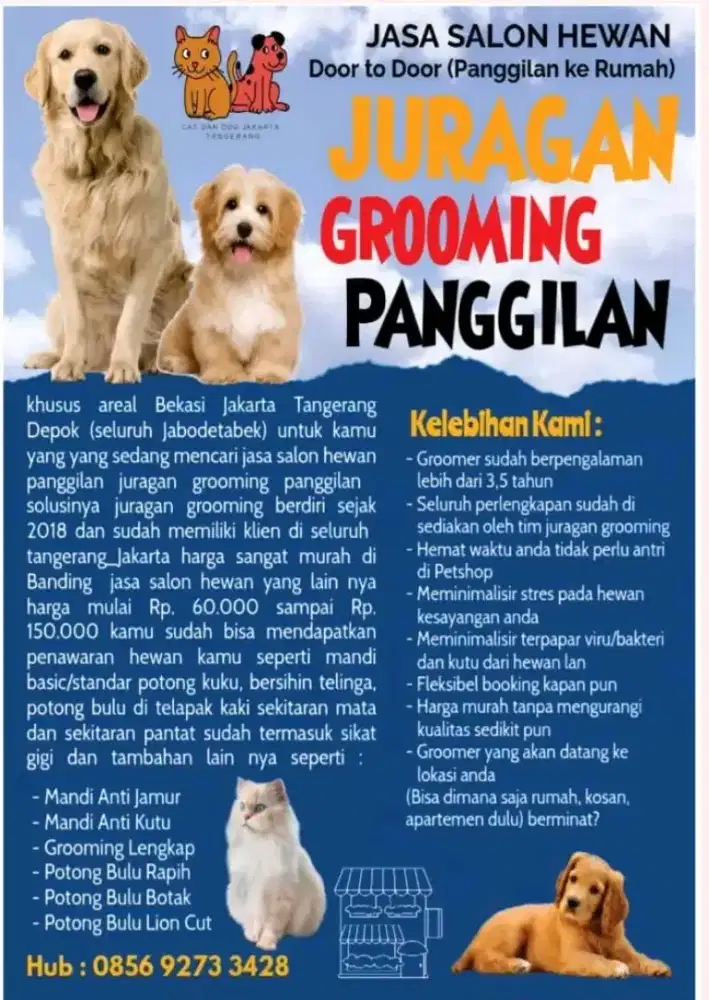 Juragan grooming anjing&kucing panggilan datang kerumah