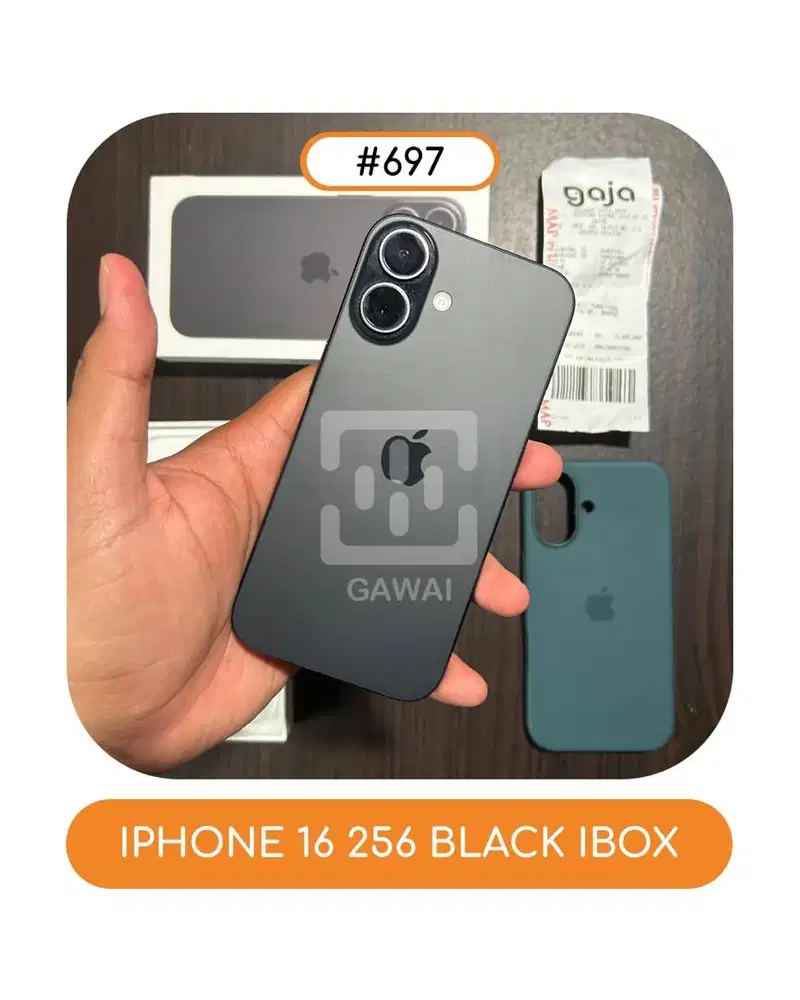 #697 Iphone 16 Black 256 Ibox Garansi 16 July 2026 BH 100%