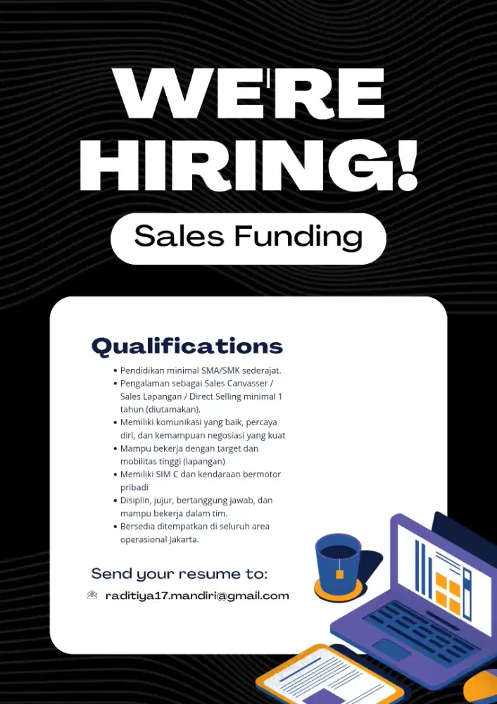 WE'RE HIRING SALES FUNDING