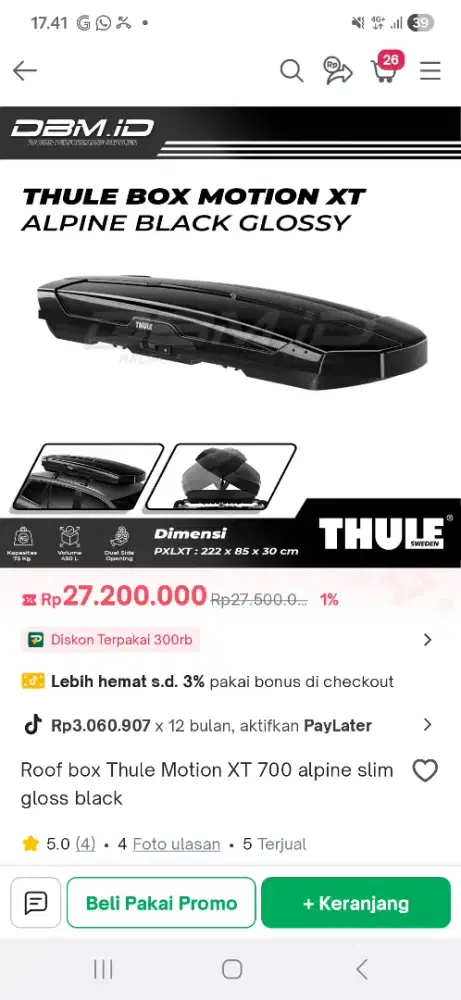 ROOFBOX ROOF BOX THULE ALPINE ORIGINAL