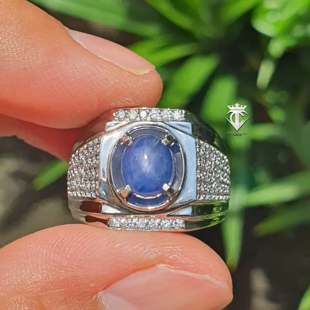 Batu Permata Natural Star Blue Sapphire Burma Myanmar 3.30 Ct Certifid