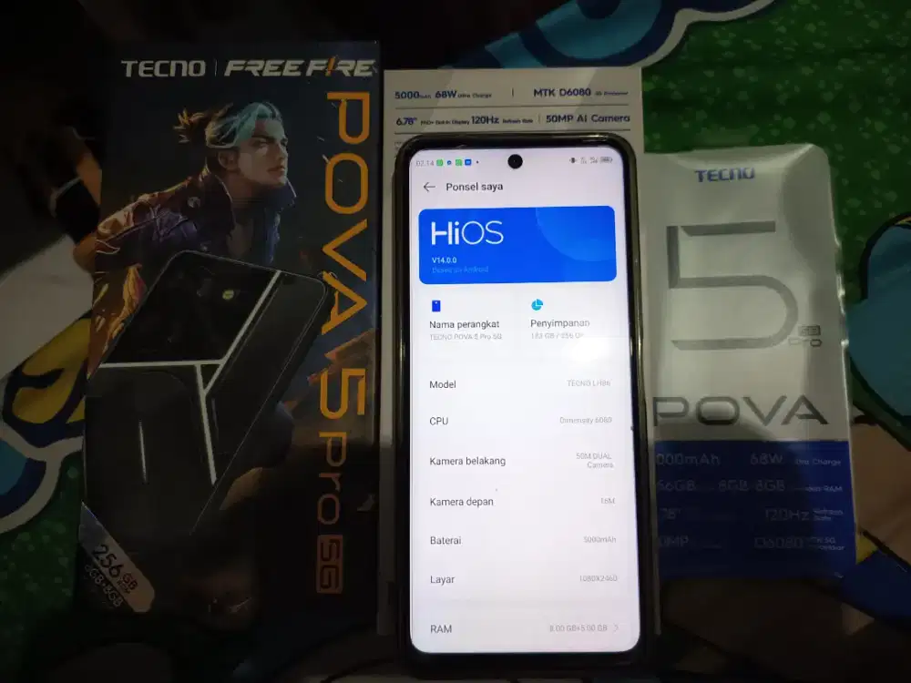 Tecno pova 5 pro 5G , 8+8 256 dimensity belas mulus fulset
