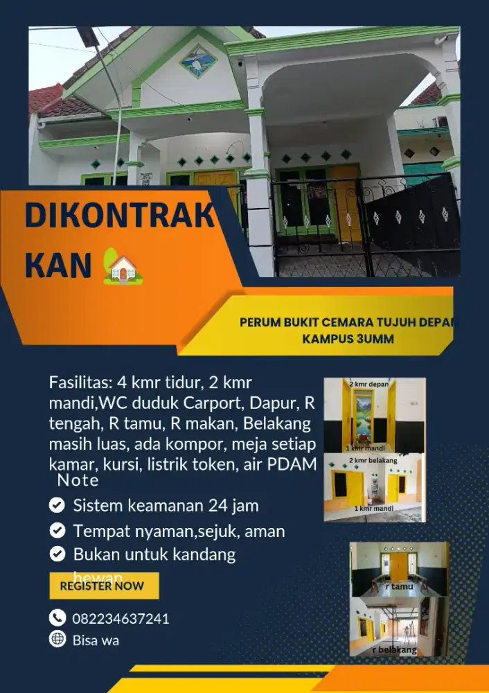 Dikontrakkan/ KOS  rumah depan UMM