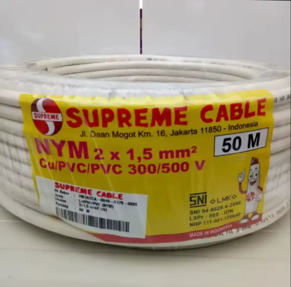 Kabel SUPREME NYM 2X1.5 putih